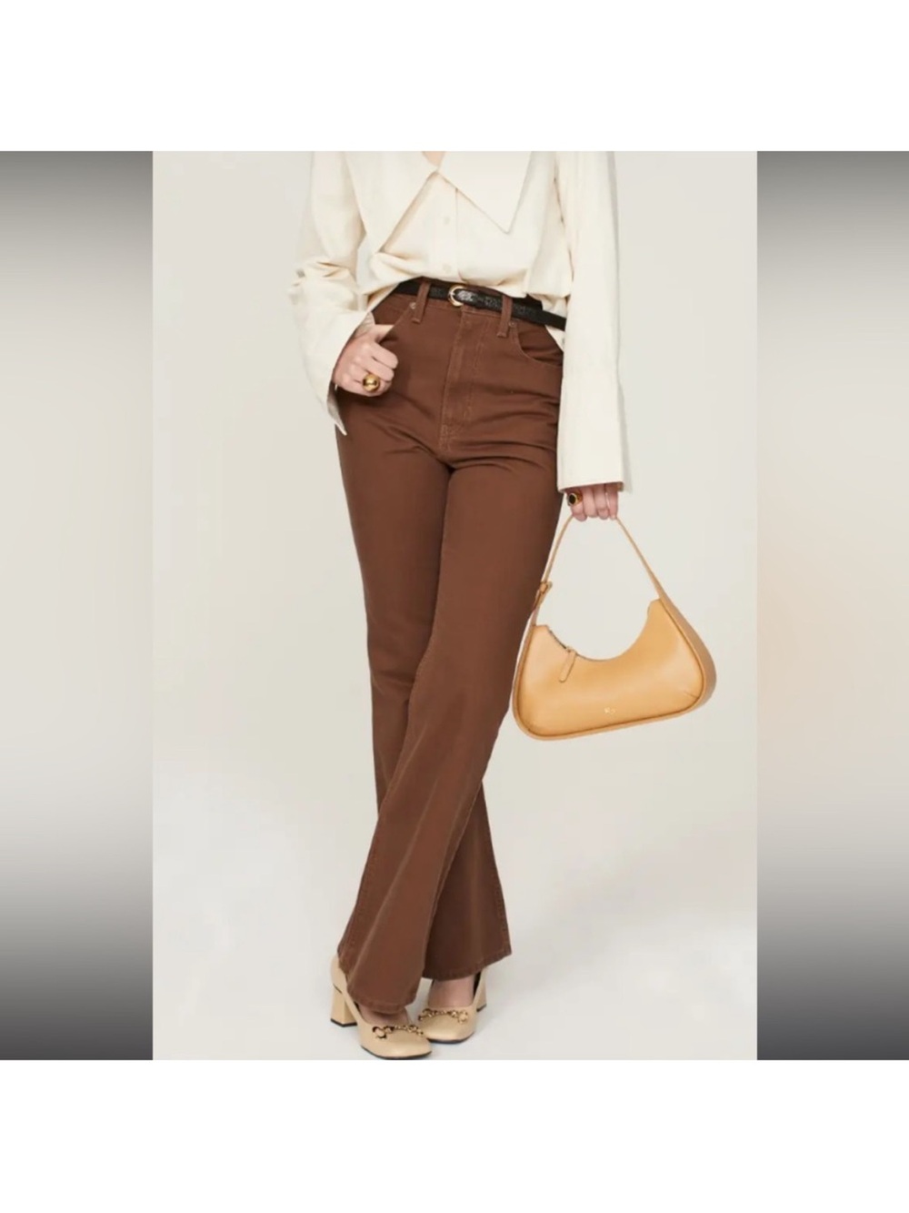 Levi’s Moving On Fudge Brown Flares Denim retro 70s pants 27 - Picture 2 of 5